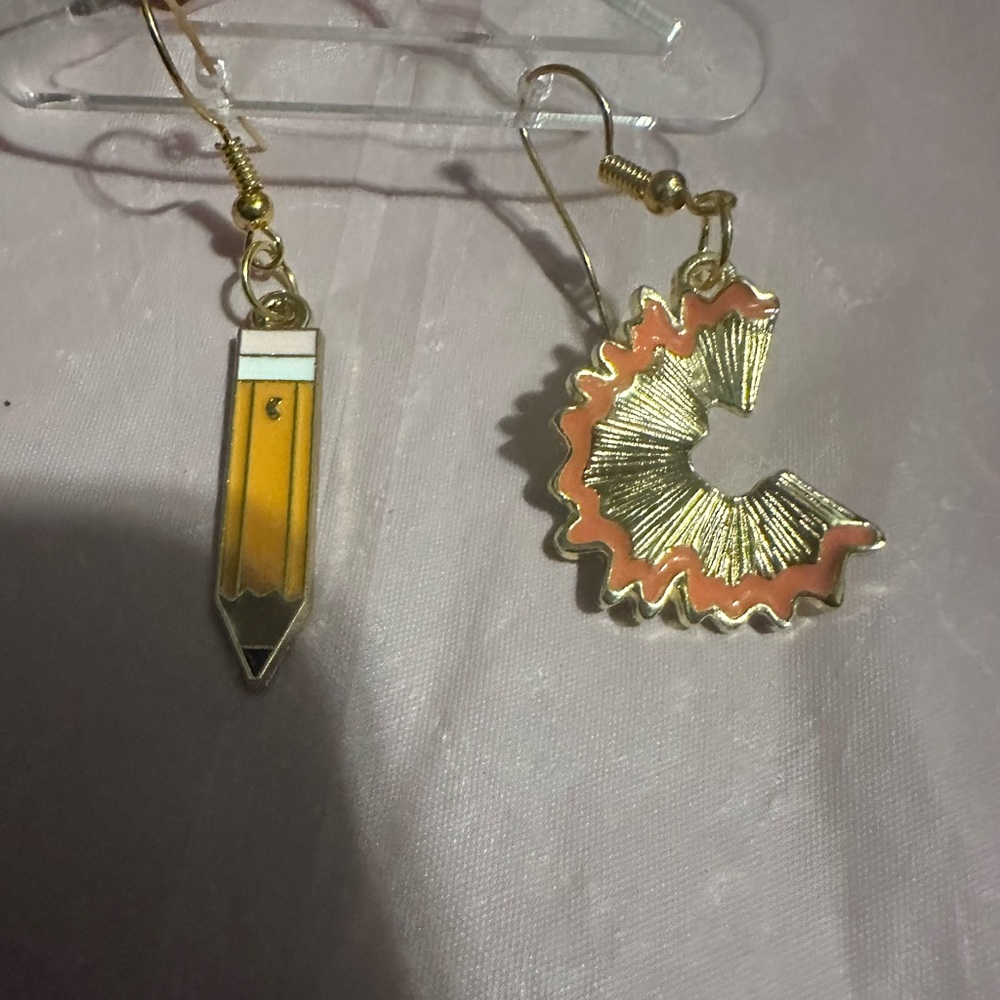 Pencil and pencil shaving earrings